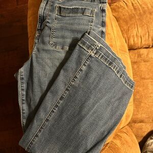 American Eagle Outfitters medium blue stretch denim flare jeans